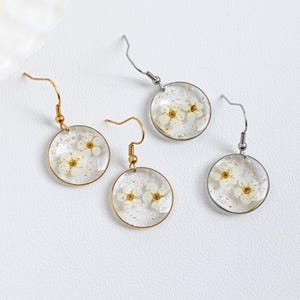 Daffodils Flower Earrings, Handmade Real Flower Earrings for Women, March Birth Flower Earrings, Birthday Gift, Christmas Gift for Her