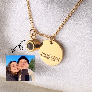 Photo Projection Necklace, Custom Name Necklace for Women, Memorial Pendant, Photo Inside, Trendy Gift, Anniversary Gift, Couple Gift