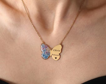 Personalized Bridesmaid Necklace, Custom Name Butterfly Jewelry, Bridesmaid Proposal Gift, Wedding Party Necklace, Gift for Her
