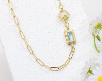 Custom Pressed Flower Necklace with Birthstone, Forget Me Not & Baby's Breath Necklace, Handmade Botanical Jewelry, Birthday Gift