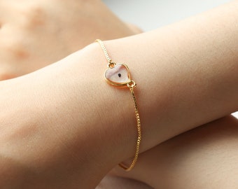 Echte Vergissmeinnicht Armband für Frauen, Herz Armband für Sie, Geburtstagsgeschenk, Brautjungfer Schmuck, Schwester Geschenk, Geschenk für Mama