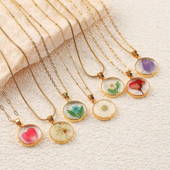 Birth Month Flower Necklace for Women Personalized Birth Flower Necklace Pressed Floral Necklace Birthday Gift for Her Resin Jewelry Etsy