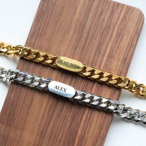 Pulseira com nome personalizado para homens, pulseira inicial personalizada para homens, presente de aniversário para namorado, pai, marido, presentes de aniversário para ele