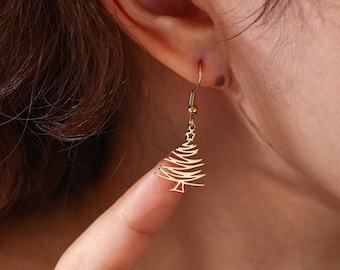 Christmas Tree Earrings, Christmas Tree Pendant, Christmas Jewelry, Christmas Gift, Earrings for Women, Holiday Gift for Her