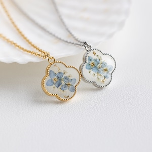 Forget Me Not Flower Necklace, Handmade Real Pressed Flower Necklace, Flower Jewelry Gift, Miscarriage Gift, Birthday Gift, Gift for Her