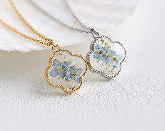 Vergissmeinnicht Blume Halskette, handgemachte echte gepresste Blume Halskette, Blume Schmuck Geschenk, Fehlgeburt Geschenk, Geburtstagsgeschenk, Geschenk für sie