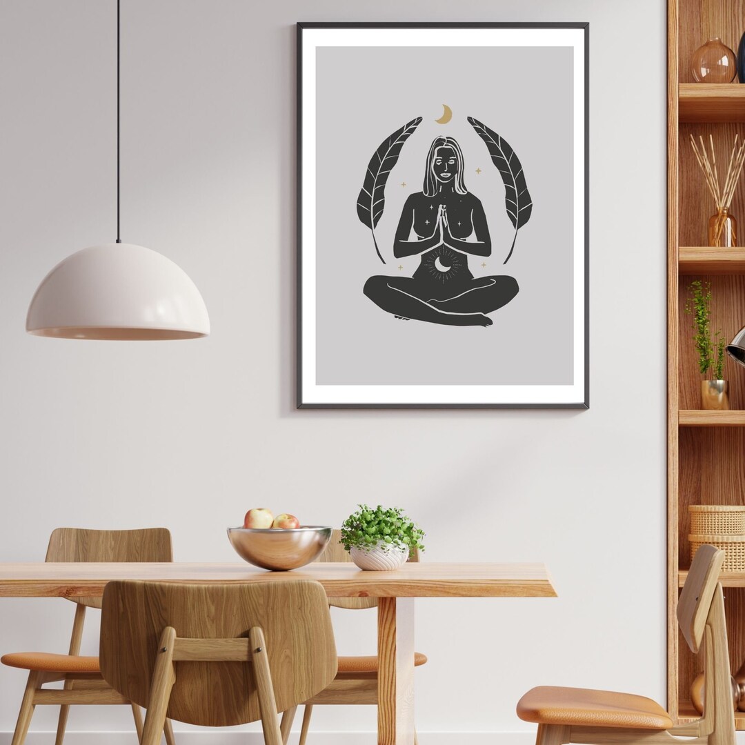 Woman Meditating Wall Art,yoga Poster , Yoga Wall Decor,meditation Wall ...