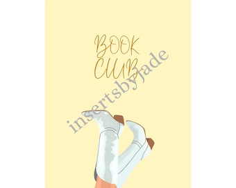 yellow book club inspired kindle insert for kindle basic | paperwhite 11th generation/12th generation/coloursoft | kindle stickers