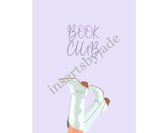 purple book club inspired kindle insert for kindle basic | paperwhite 11th generation/12th generation/coloursoft | kindle stickers