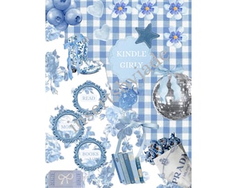 Wkładka do Kindle'a inspirowana niebieską, dziewczęcą kolorystyką do podstawowego Kindle'a | Paperwhite 11. generacji/12. generacji/coloursoft