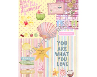 summer girly inspired kindle insert for kindle basic | paperwhite 11th generation/12th generation/coloursoft | kindle stickers