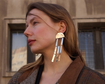 Ethnic earring, Asymmetric Large Statement Earring, Graduation Present, Gift for Her, Tribal Earrings, Birthday Gift Idea, Bohemian Jewelry