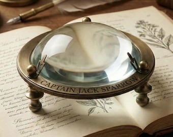 Brass Dome Magnifying Glass – Personalized Nautical Desk Decor & Paperweight, Vintage Maritime Office Accessory, Gift for Sailors Collectors