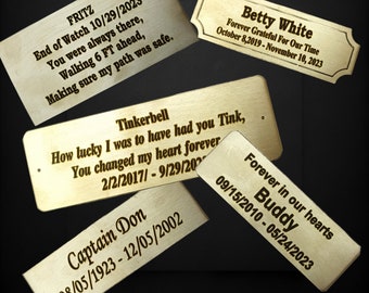 Placa de latão personalizada gravada a laser: memorial, placa de identificação, placa de arte