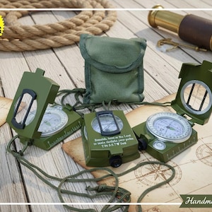 Personalized Military Compass Necklace: Waterproof Lensatic Compass, custom engraved high quality army compass gift for husband or son