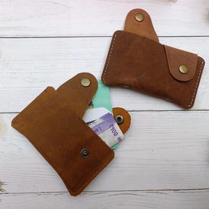 Billetera minimalista, tarjetero de cuero personalizado, funda para tarjetas de presentación hecha a mano para hombres, tarjetero de diseño delgado con bolsillo frontal