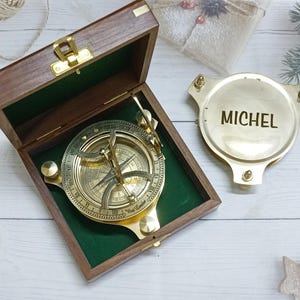 Compass Engraved Personalized Sundial gift for husband, gift for father custom Compass wedding gift groomsmen, anniversary gift box custom