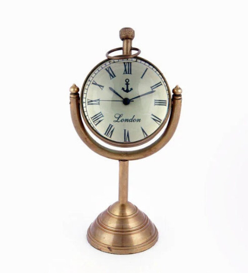 Brass Desk & Shelf Analog Marine Table Clock Antique Decor for Kitchen
