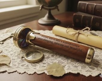 Personalized Brass Kaleidoscope: Vintage Style Engraved Toy