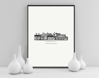 Hampton Court Palace skiss digitaltryck illustration