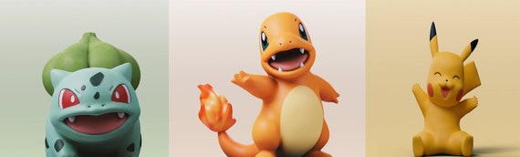 Pikachu Charmander Bulbasaur Figür STL Files 3d paint