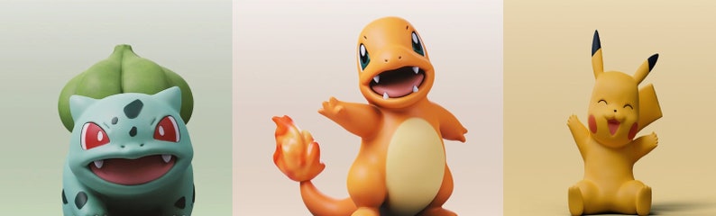 Pikachu Charmander Bulbasaur Figür STL Files 3d paint image 1