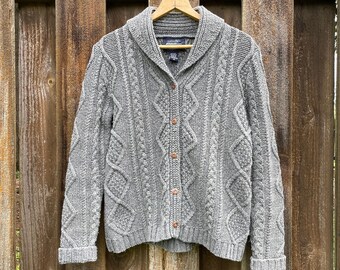 Eddie Bauer Cable Knit Button-Up Sweater