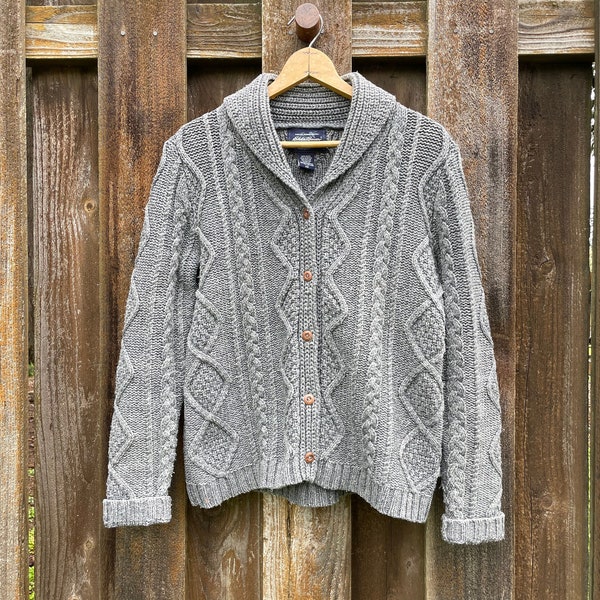 Eddie Bauer Cable Knit Button-Up Sweater