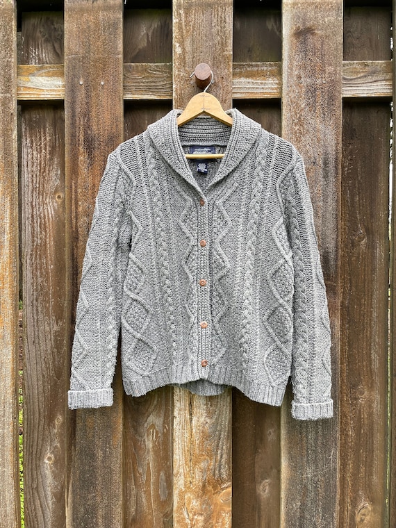 Eddie Bauer Cable Knit Button-Up Sweater