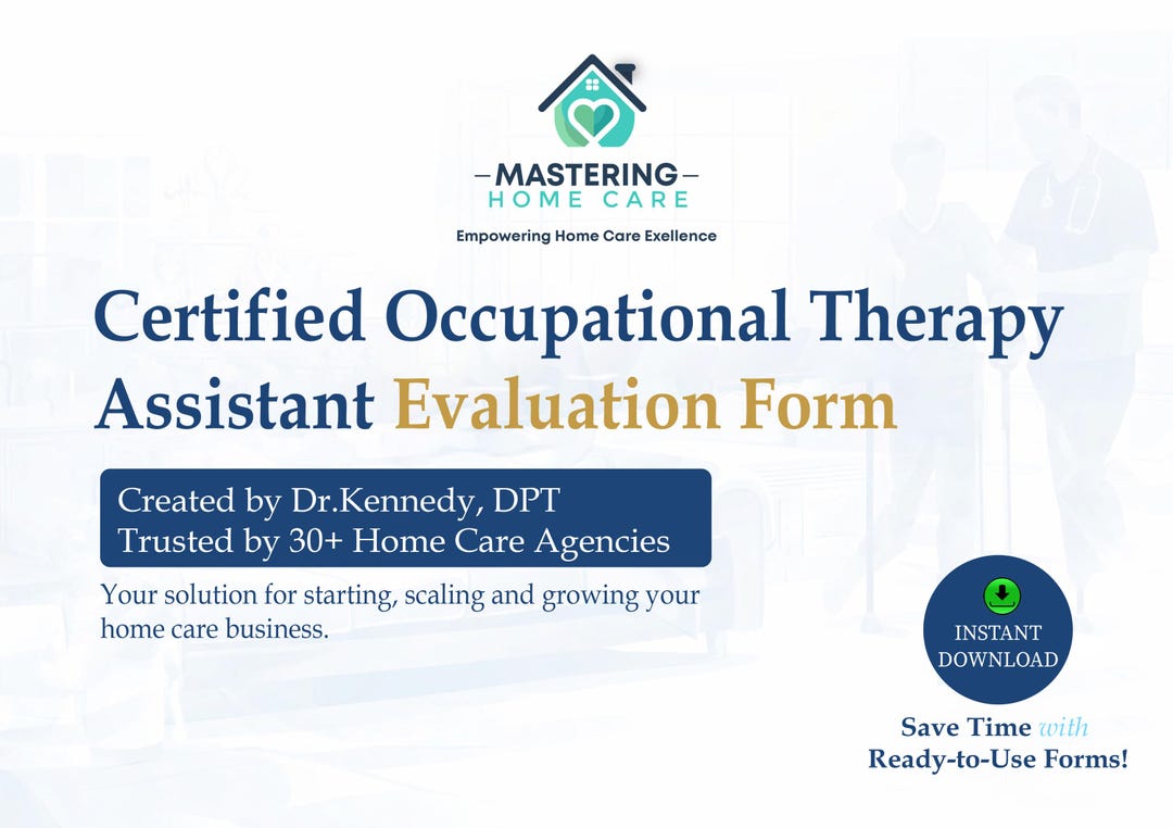 Occupational Therapist Assistant Evaluation Form | Editable PDF | COTA ...