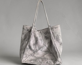 Large Minimalist Tote Bag, Everyday Shoulder Bag, Oversized Canvas Tote, Neutral Work Bag, Handmade Grey Tote, Stylish Simple Bag, Gift for