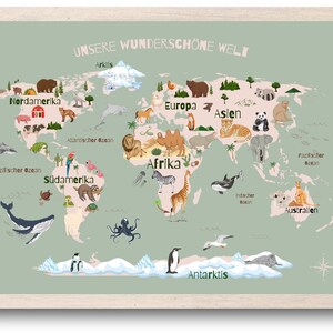 World map for children, poster world map, poster for children's room, PDF printout for children's room A2A3 image 2