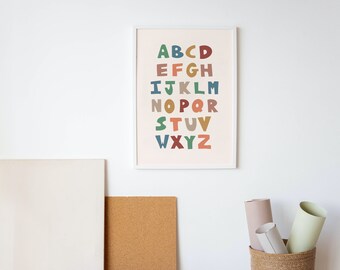ABC Printable Poster Kids Room Montessori Digital Print A3+A4 Learning Poster
