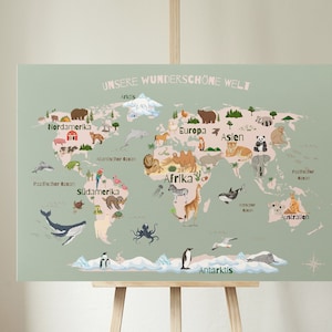 World map for children, poster world map, poster for children's room, PDF printout for children's room A2A3 image 1