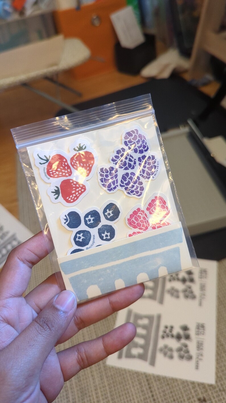 Berry Sticker Pack One Each of Blueberry, Strawberry, Raspberry, and ...