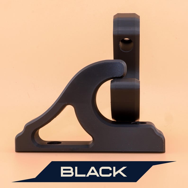 Minimalist black horizontal sword wall hanger designed for clean and modern display. The durable bracket mounts securely to the wall, perfect for showcasing katanas, rapiers, or collectible blades as part of your home décor.