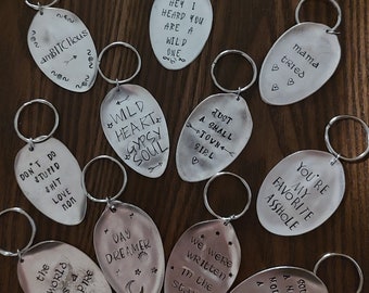 Handmade Vintage Spoon Keychain - Choose Your Quote