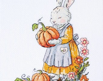 Cross Stitch Kit From Mama Bunny With Love • Happy Rabbit Embroidery • DIY Needlework Set