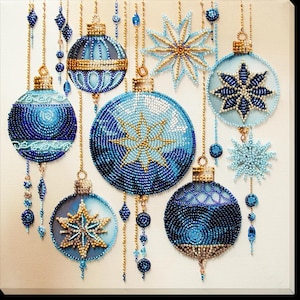Bead embroidery kit on natural art canvas Crystal patterns