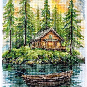 Kreuzstich Stickpackung Stille im Wald