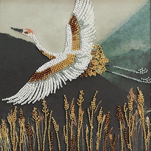 Bead embroidery kit on natural art canvas Homecoming