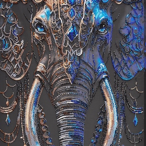 Bead embroidery kit on natural art canvas Wise View