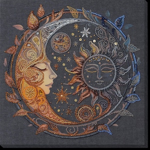 Bead embroidery kit on natural art canvas Captive of the Night
