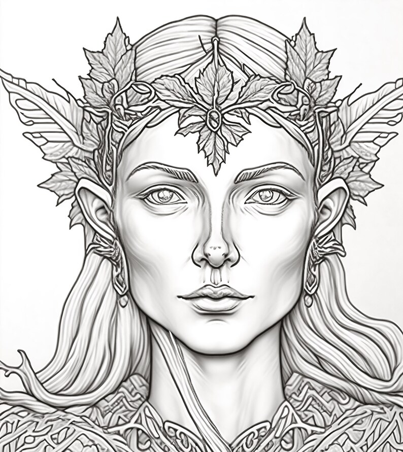 Fantasy Coloring Page Beautiful Woman Coloring Page Adult - Etsy