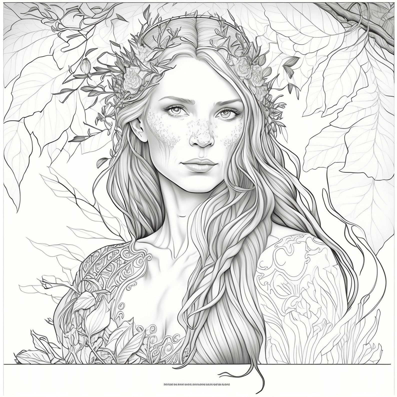 Fantasy Coloring Page Beautiful Woman Coloring Page Adult - Etsy