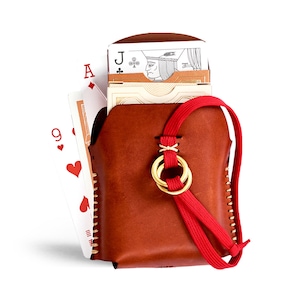 Leather Playing Card Case - Scratch & Dent - Double Deck w/ Sandstone and Ivory