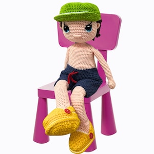 Crochet Doll Pattern, Amigurumi Doll Pattern, Instant Download, English PDF Pattern, Step by Step Photo Tutorial, Cute Crochet Toy, Gianni