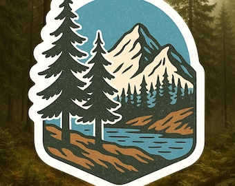 Retro Adventure Mountain Vinyl Matte Sticker