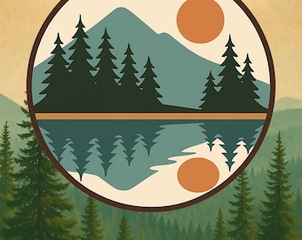 Pine Lake Reflection Matte Sticker