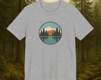Minimal Pine Lake Reflection Soft Comfort T-Shirt